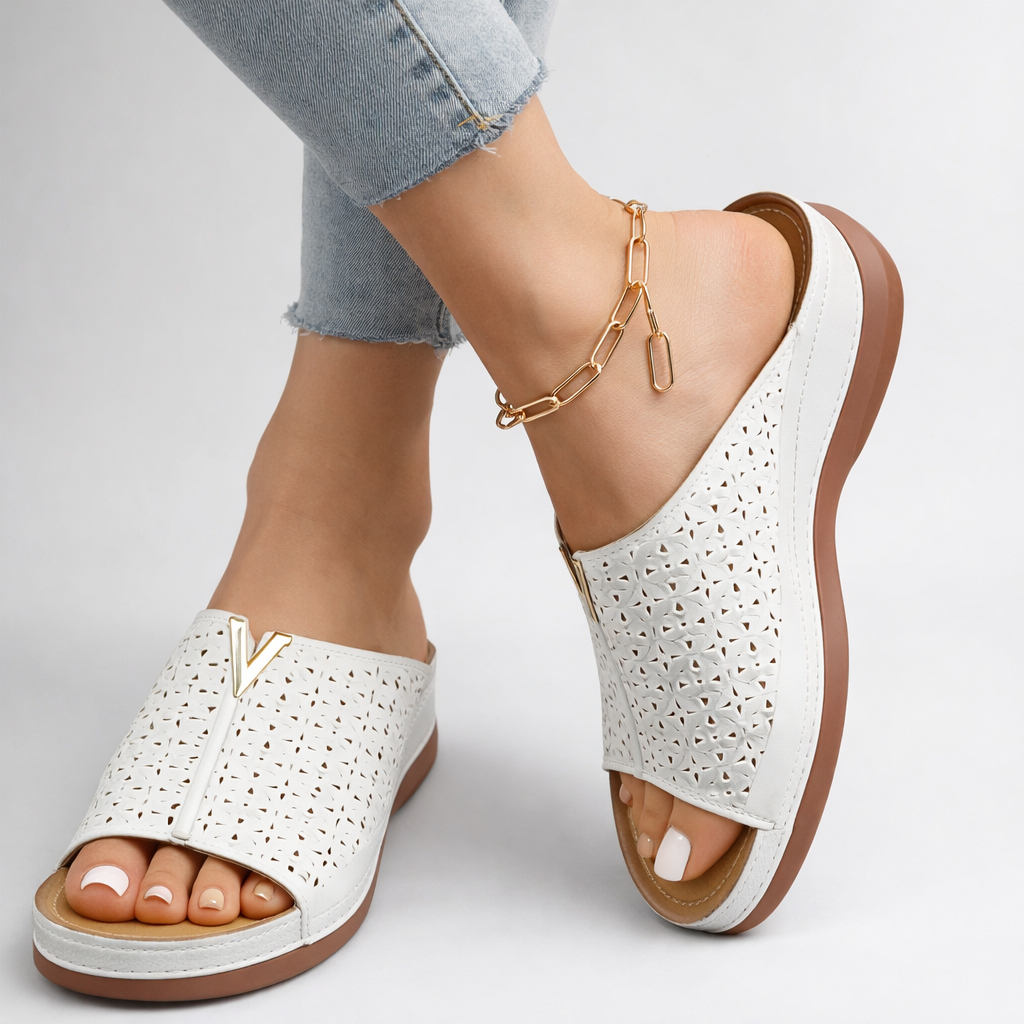 Sandalias de cuero con diseño elegante y ajuste cómodo para mujer, ideales para uso diario o paseo