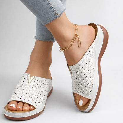 Sandalias de cuero con diseño elegante y ajuste cómodo para mujer, ideales para uso diario o paseo