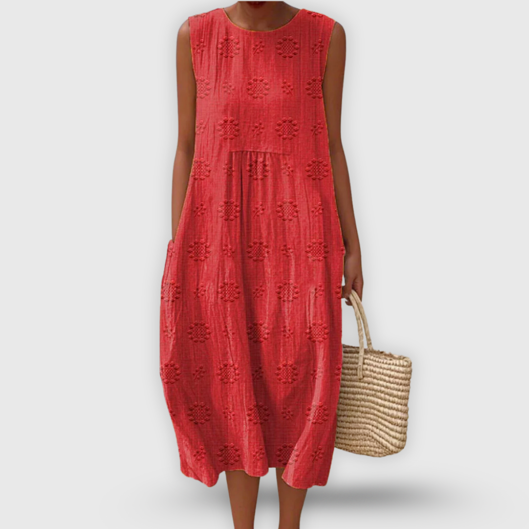 Jayda | Elegante vestido de algodón sin mangas con bolsillos