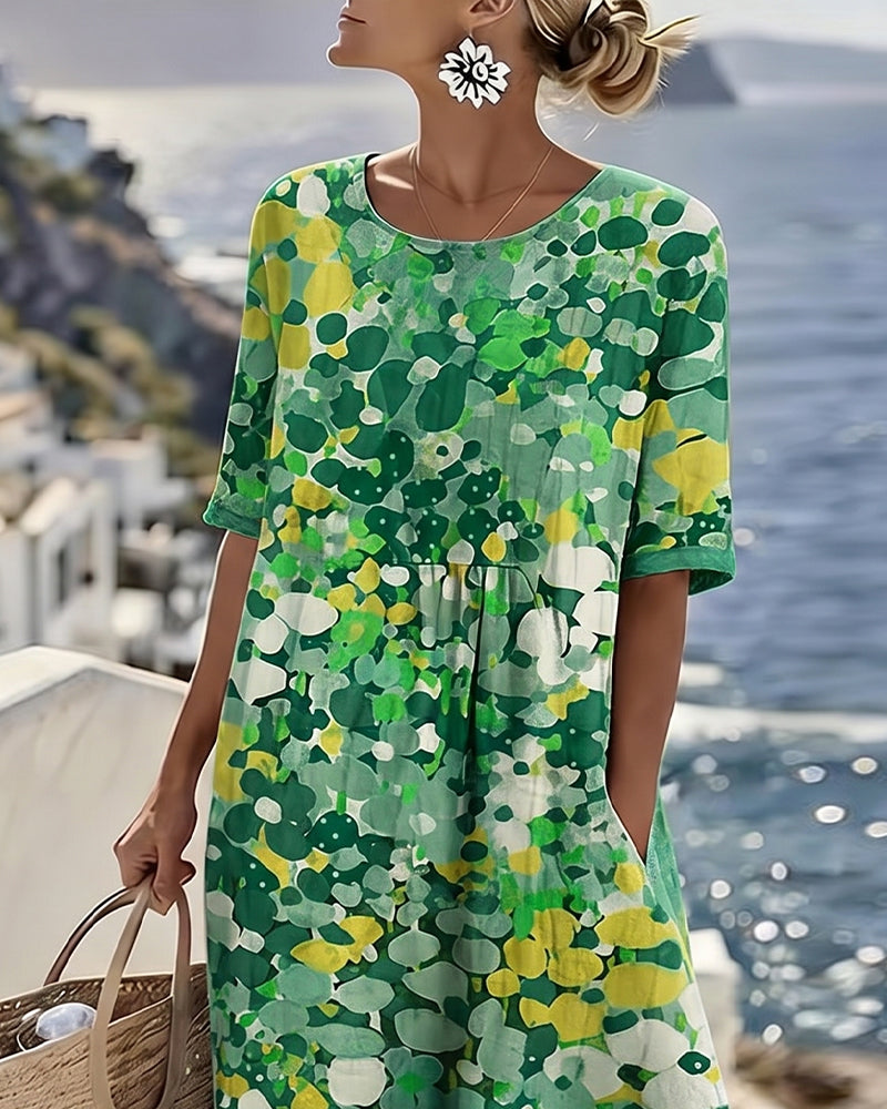 Miriam | Vestido Fluido con Estampado Botánico para Mujer de Verano en Jardín