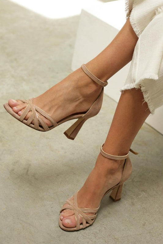 Zapatos De Tacon Peep Toe Con Patchwork Para Mujer