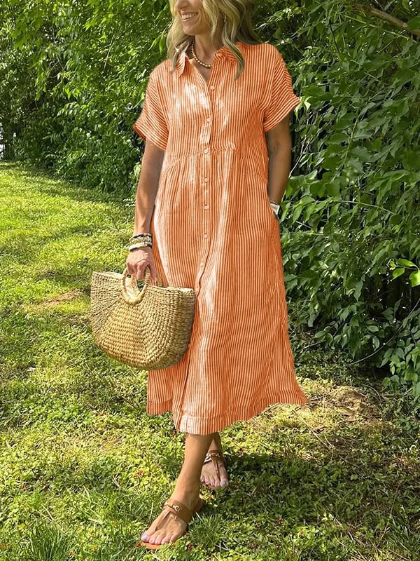 Vestido maxi de manga corta para mujer, ligero y elegante para verano o diario