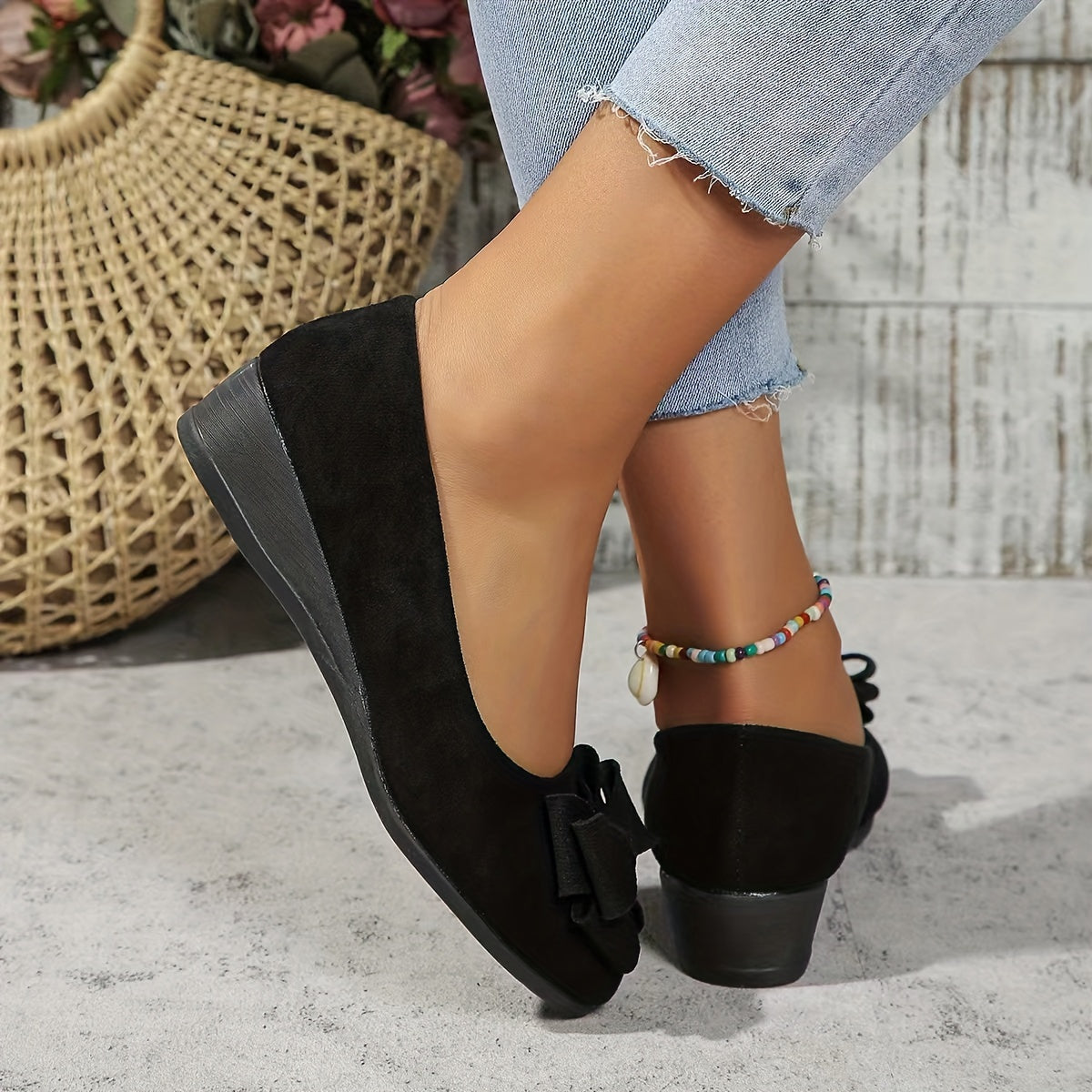 Zapatos planos ortopédicos con lazo decorativo y plantilla ergonómica para mujer, cómodos y elegantes para uso diario u oficina