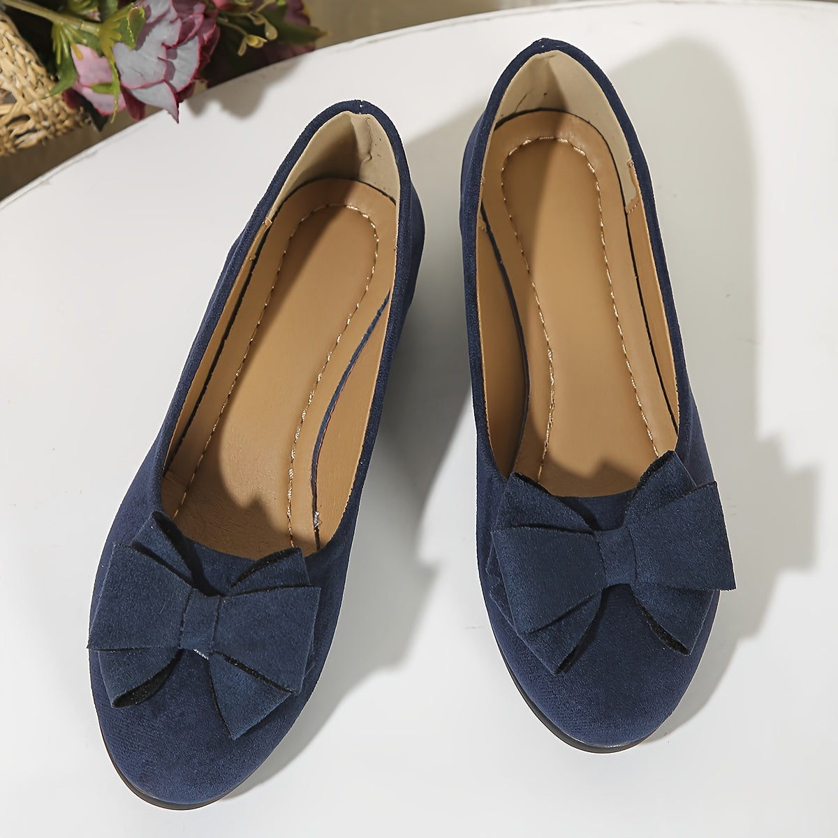 Zapatos planos ortopédicos con lazo decorativo y plantilla ergonómica para mujer, cómodos y elegantes para uso diario u oficina