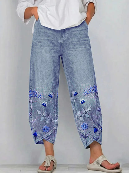 Pantalones Casuales Bordados | Estilo Artístico