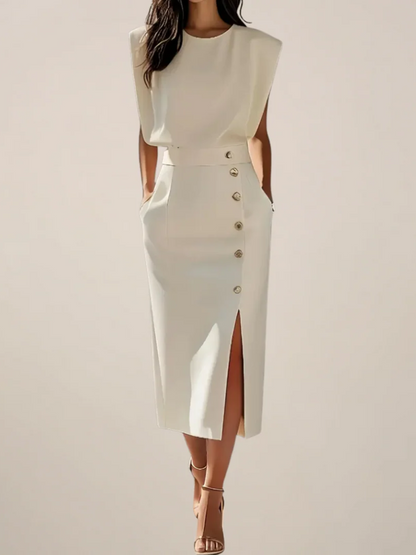 Costo | Vestido Midi con Costado y Hendidura Elegante Fiesta