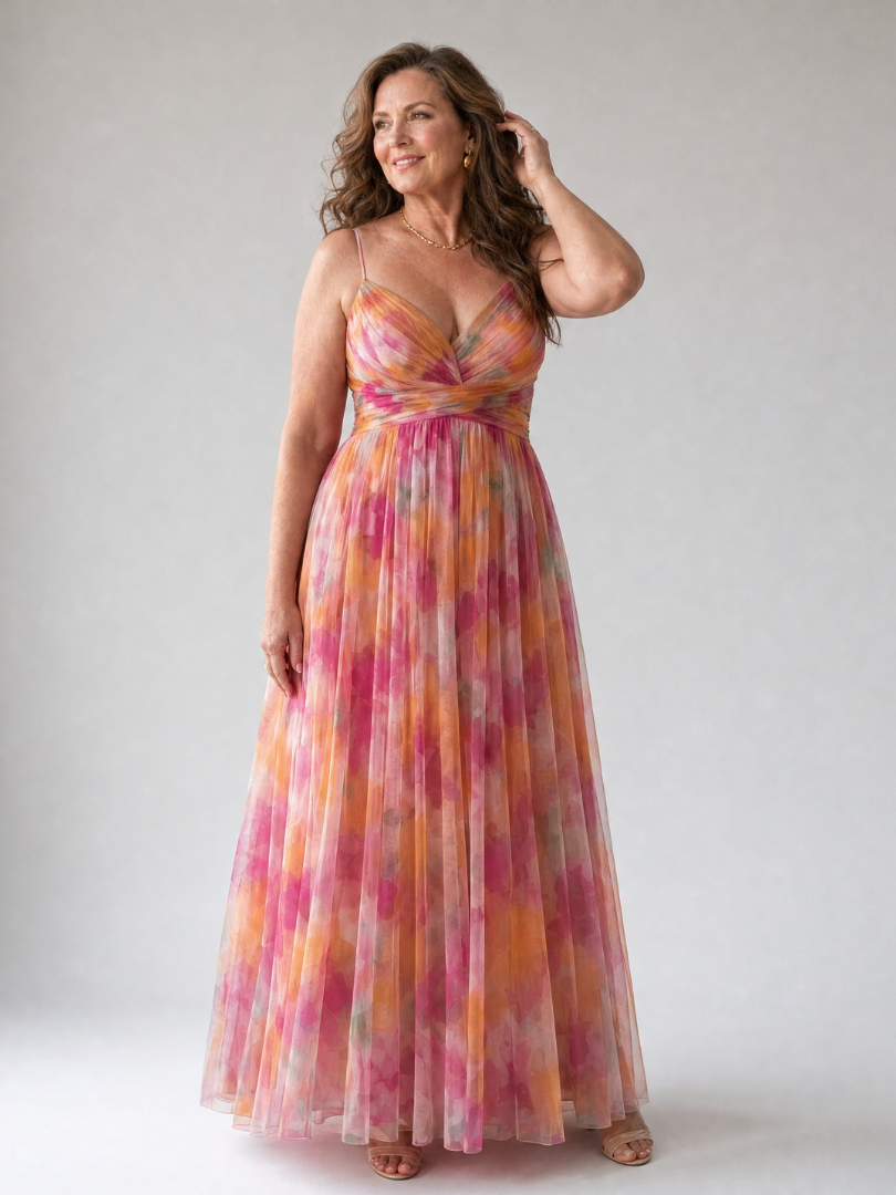 Vestido Maxi con Prenda Suave y Falda Fluida | Estilo Multicolor