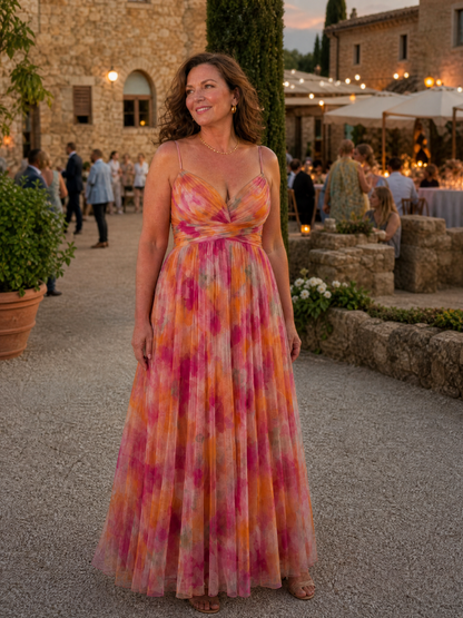 Vestido Maxi con Prenda Suave y Falda Fluida | Estilo Multicolor