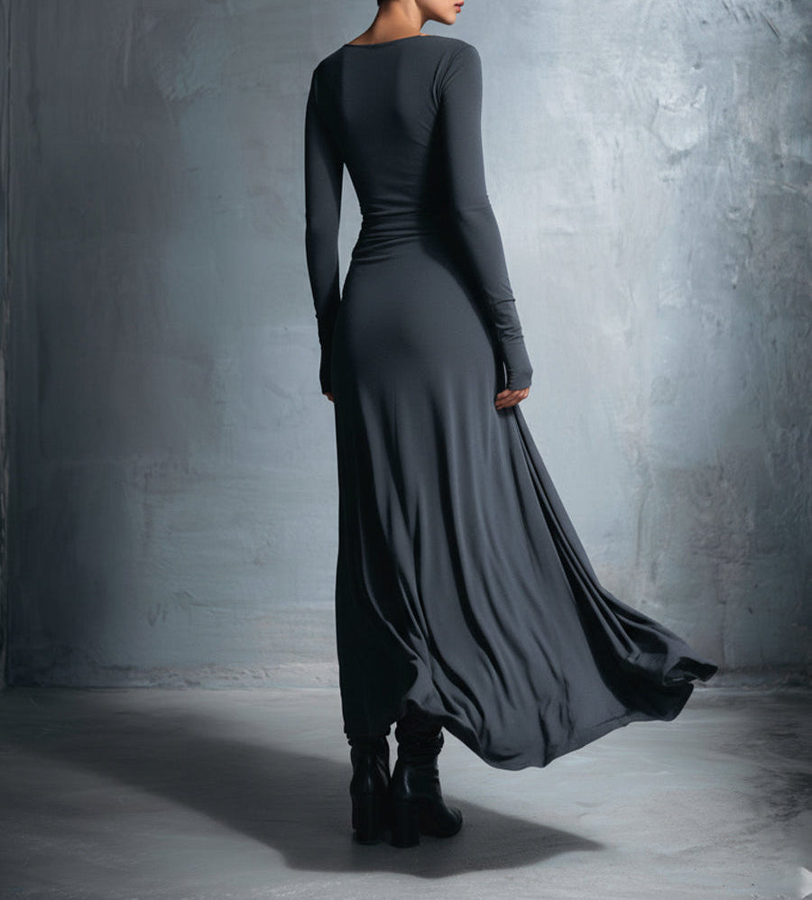 Vestido Largo con Nudo Lateral | Diseño Estructurado