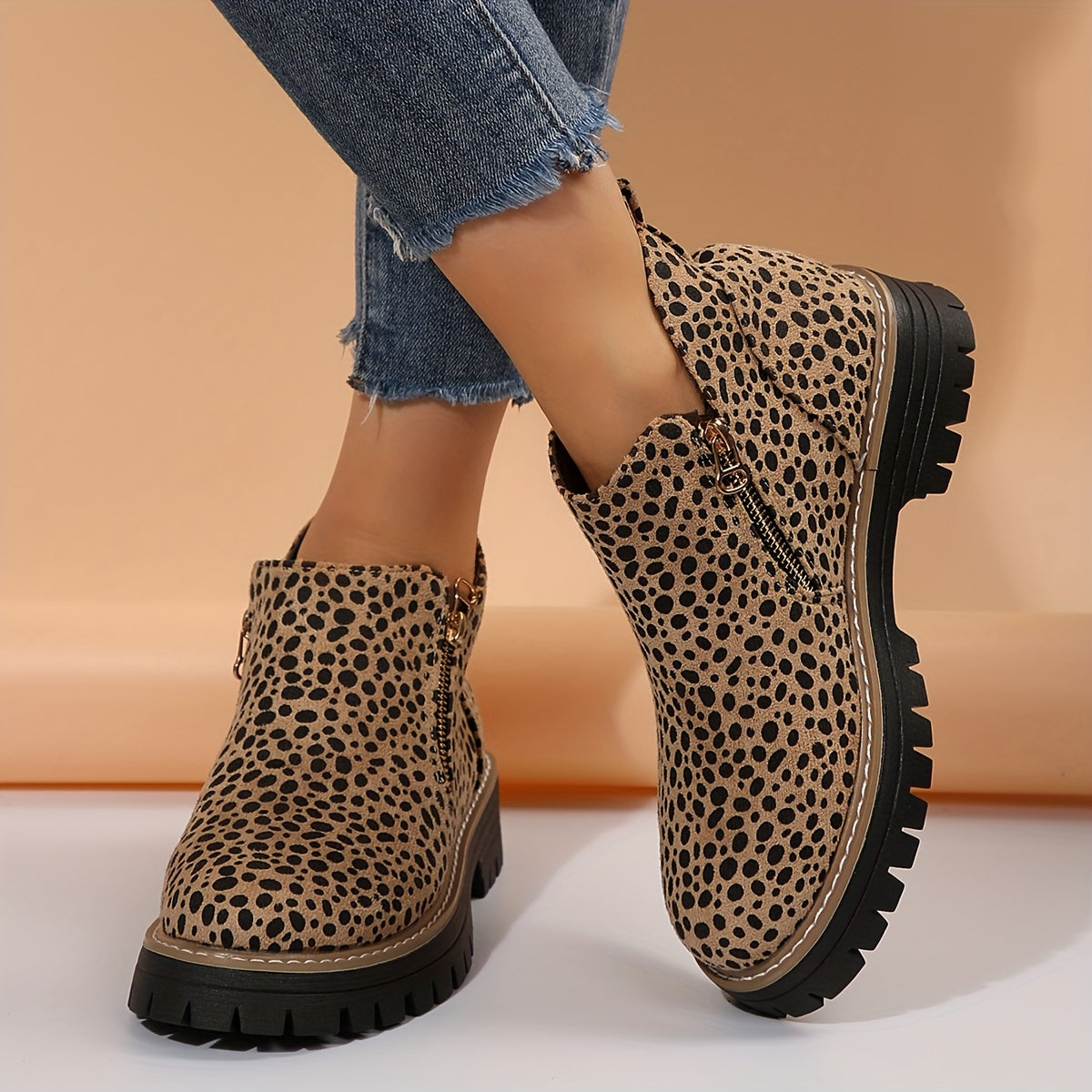 Botines ortopédicos con estampado animal y suela ergonómica para mujer, cómodos y modernos para otoño o uso diario