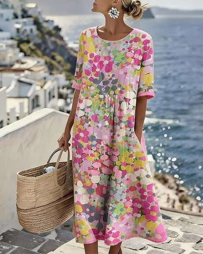 Miriam | Vestido Fluido con Estampado Botánico para Mujer de Verano en Jardín