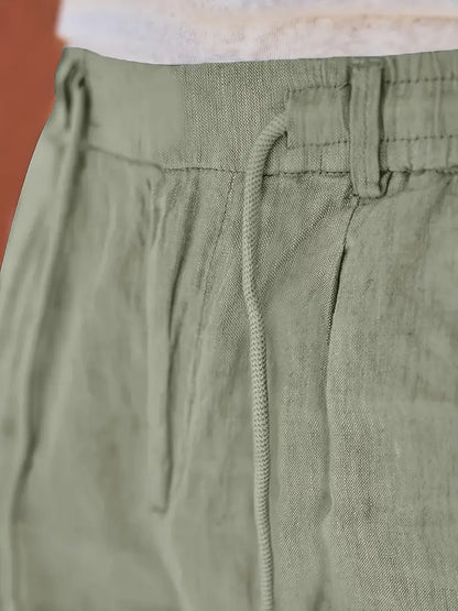 Pantalones anchos de lino con cordón para hombre - fresco y elegante