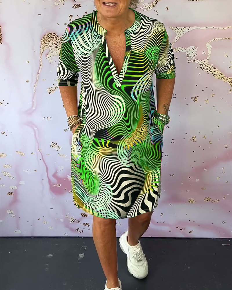 Vestido colorido con escote en V para mujer, ligero y elegante para verano