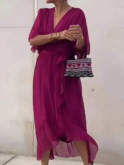 Vestido Midi Envolvente Atemporal Para Mujer - Elegancia Clásica