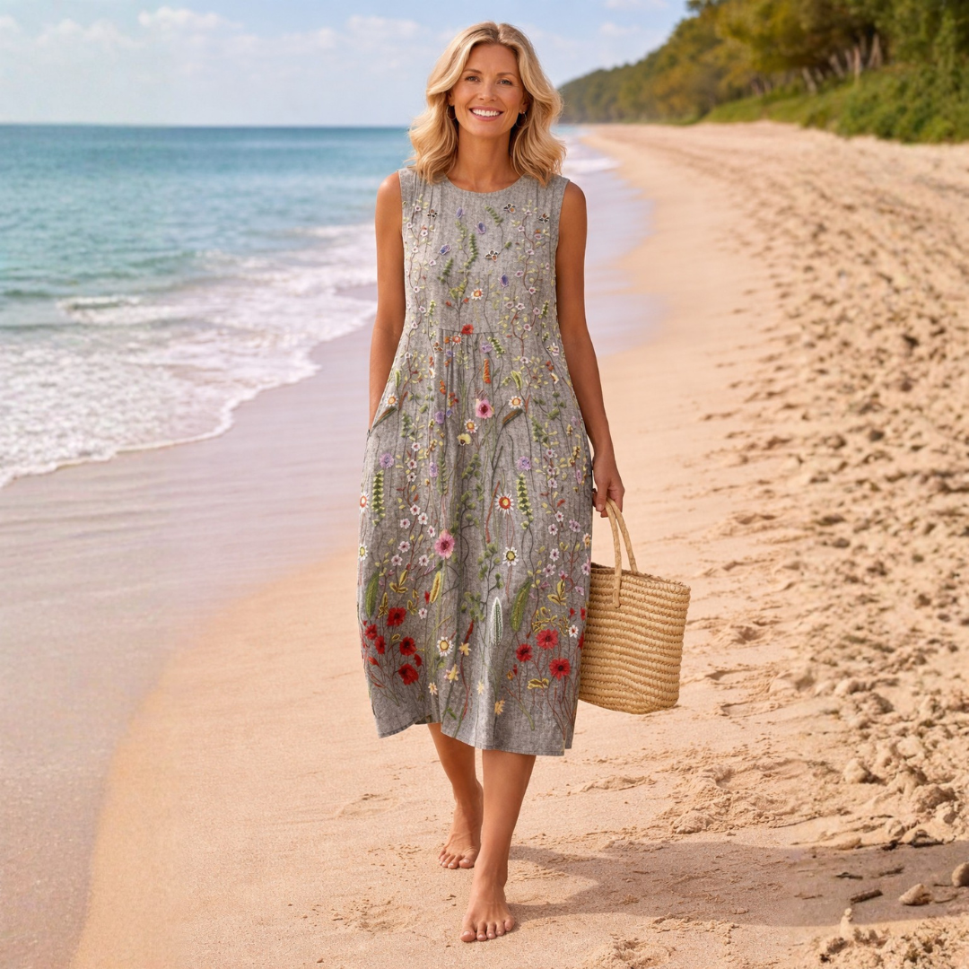 Cara | Vestido Midi Wildflower con Estampado Floral para Mujer de Verano