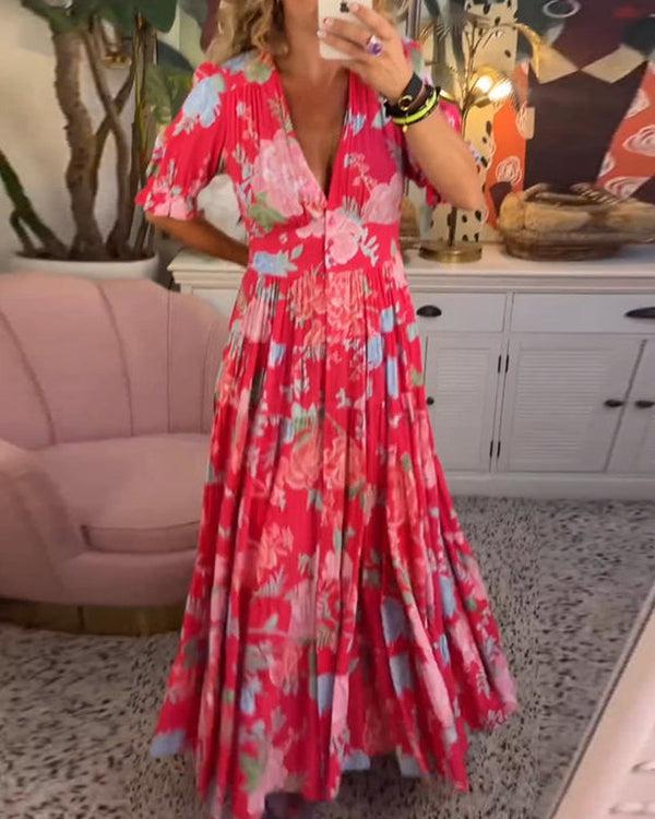 Vestido floral vibrante para mujer, ligero y elegante para verano o fiesta