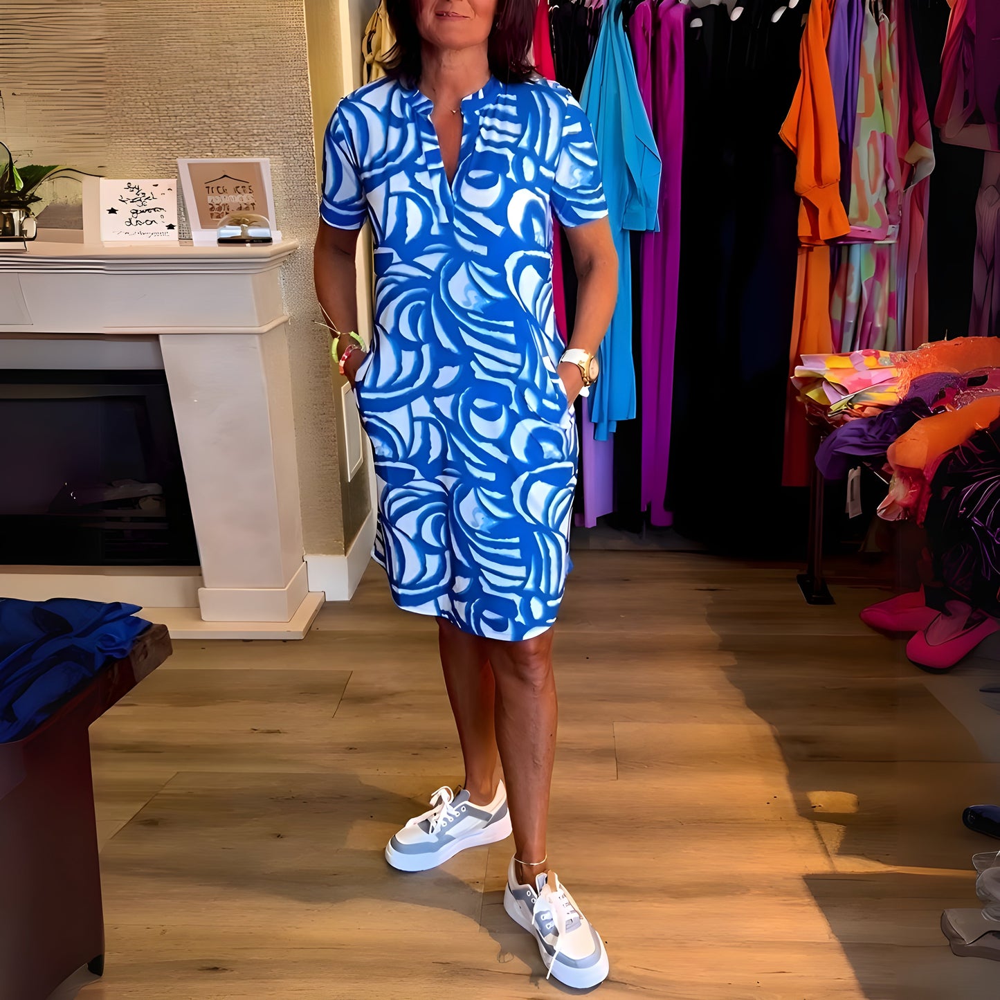 Vestido De Manga Corta Para Mujer - Estilo Clásico