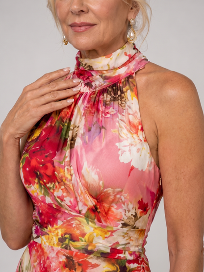 Vestido Maxi Cuello Halter Estampado Floral | Estilo Bohemio