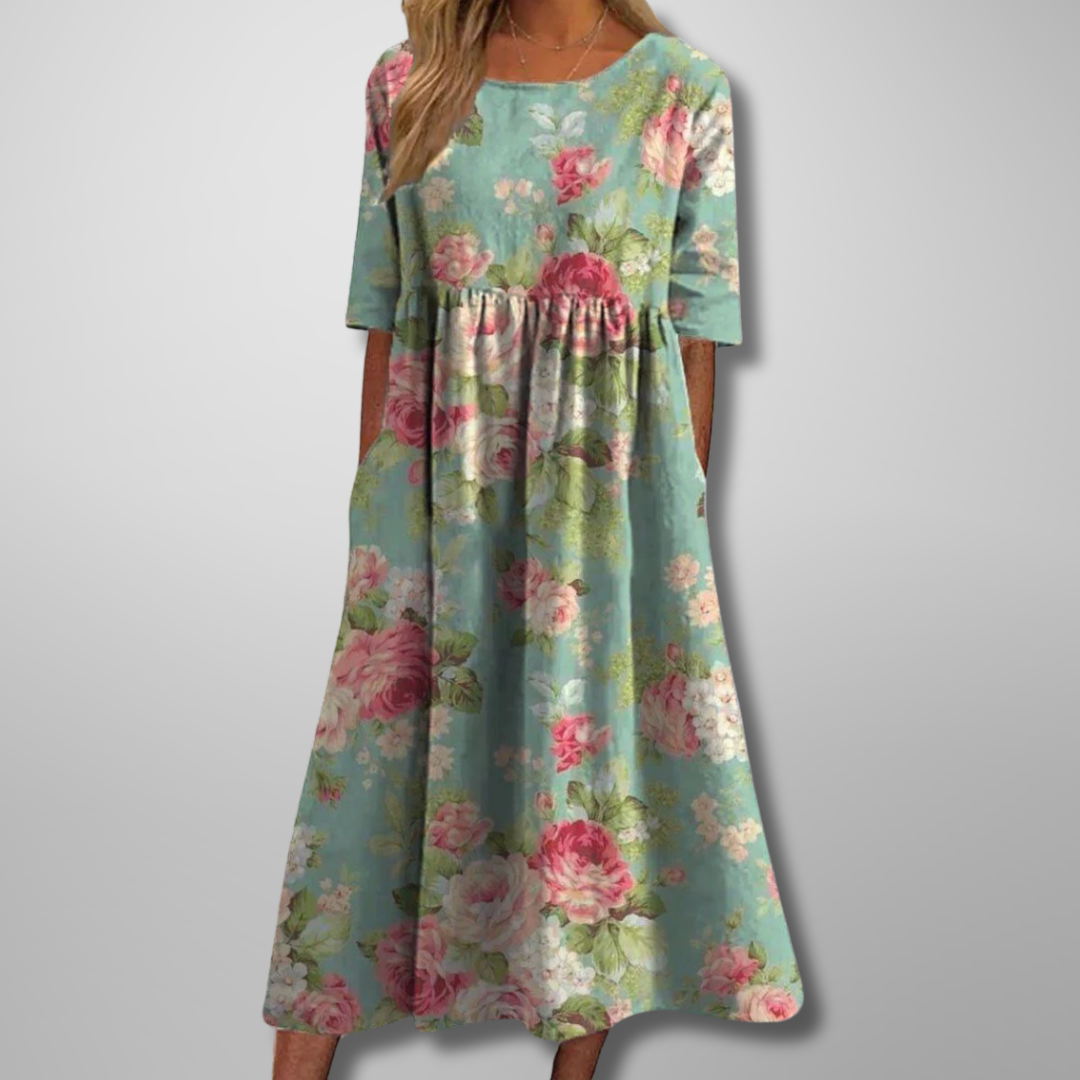 Vestido Midi Floral Veraniego Para Mujer - Fresco Y Elegante