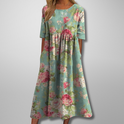 Vestido Midi Floral Veraniego Para Mujer - Fresco Y Elegante