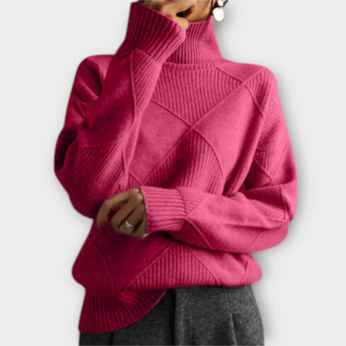 Melanie | Jersey de Punto con Cuello Alto para Mujer de Otoño Elegante