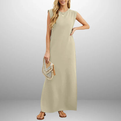 Vestido largo fluido antiarrugas para mujer, ligero y elegante para verano o viaje