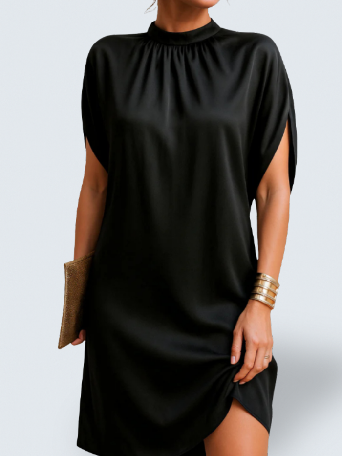 Vestido elegante de corte favorecedor con drapeado suave para mujer, cómodo y sofisticado para fiesta o noche