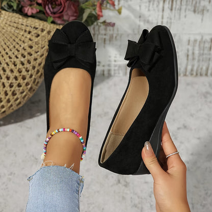 Zapatos planos ortopédicos con lazo decorativo y plantilla ergonómica para mujer, cómodos y elegantes para uso diario u oficina