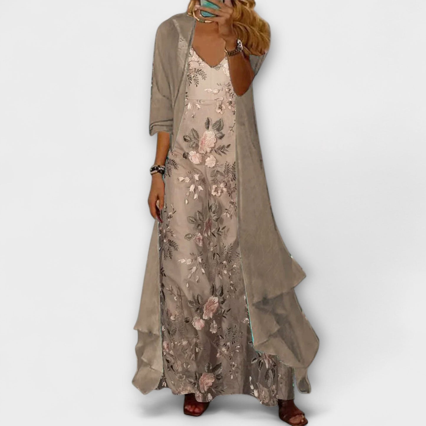 Kristel | Maxi vestido con chaqueta (conjunto de 2 piezas)