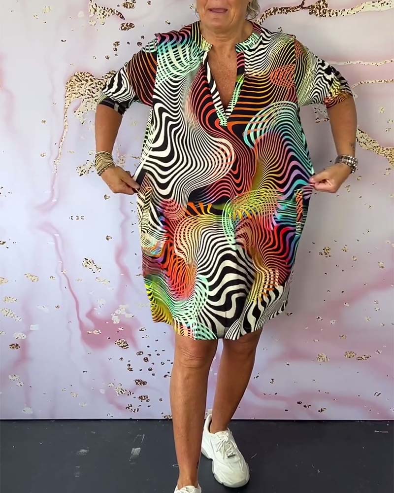 Vestido colorido con escote en V para mujer, ligero y elegante para verano