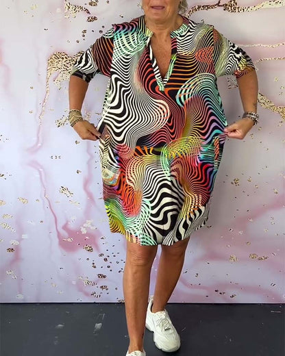 Vestido colorido con escote en V para mujer, ligero y elegante para verano