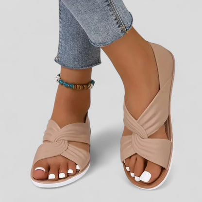 Sandalias de punta abierta con suela antideslizante para mujer, versátiles para diario