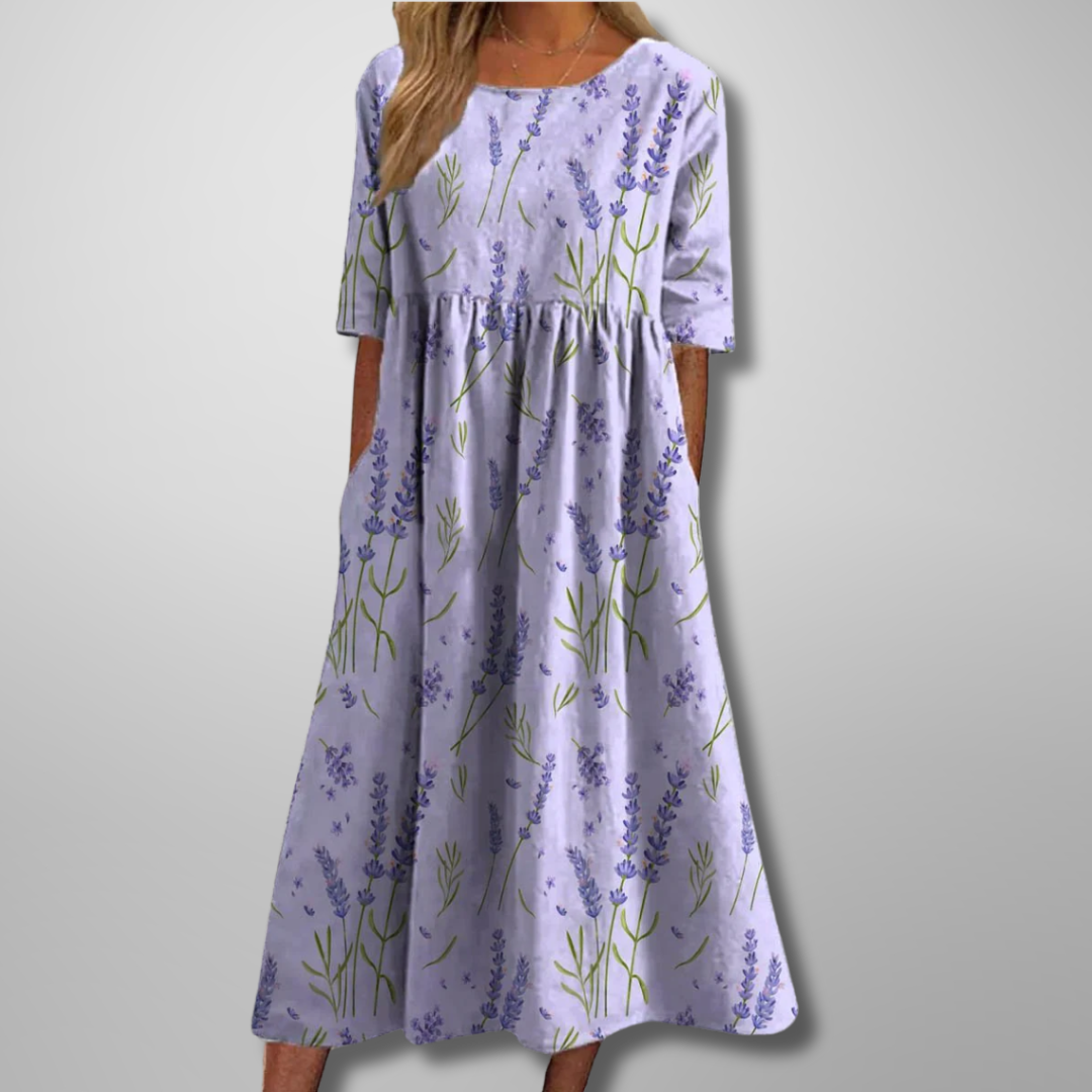 Vestido Midi Floral Veraniego Para Mujer - Fresco Y Elegante
