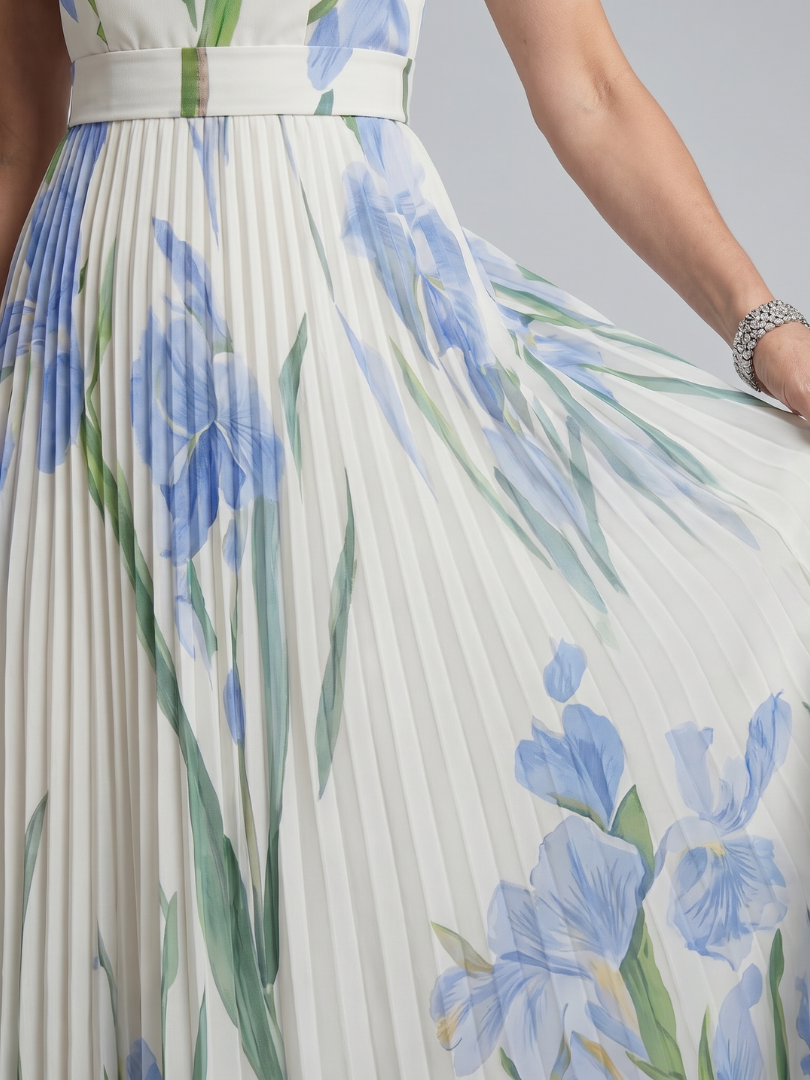 Vestido Midi Sin Mangas Cuello Cuadrado Estampado | Estilo Verano