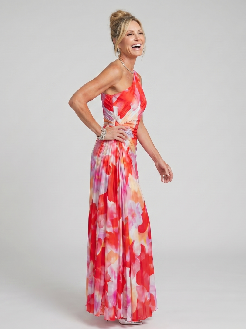 Vestido Midi con un Hombro y Corpiño Plisado | Estilo Elegante