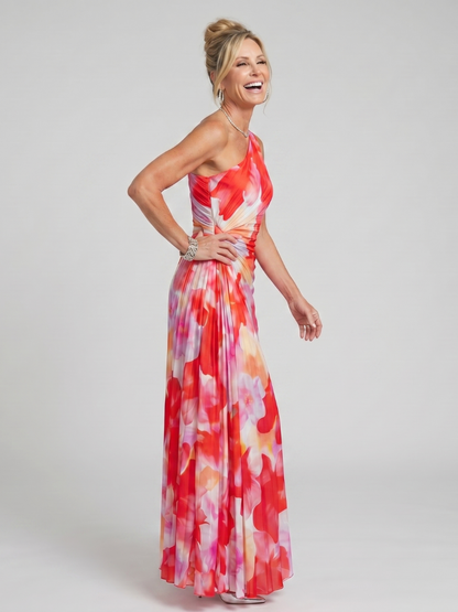 Vestido Midi con un Hombro y Corpiño Plisado | Estilo Elegante