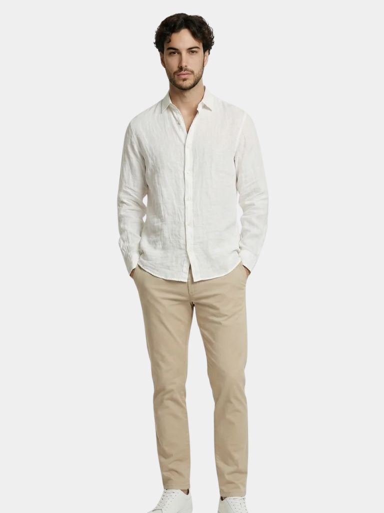 Camisa de lino veraniega para hombre, ligera y transpirable para verano o playa
