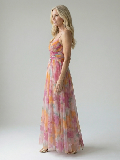 Vestido Maxi con Prenda Suave y Falda Fluida | Estilo Multicolor