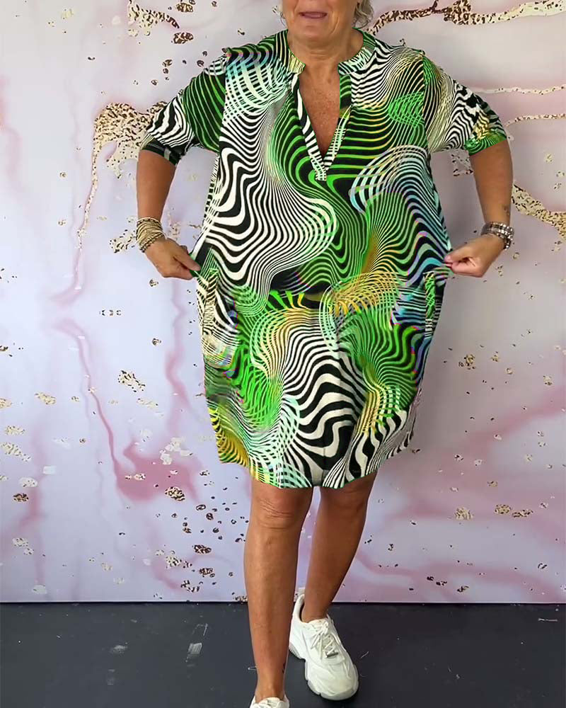 Vestido colorido con escote en V para mujer, ligero y elegante para verano