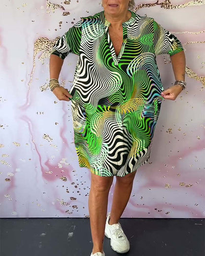 Vestido colorido con escote en V para mujer, ligero y elegante para verano