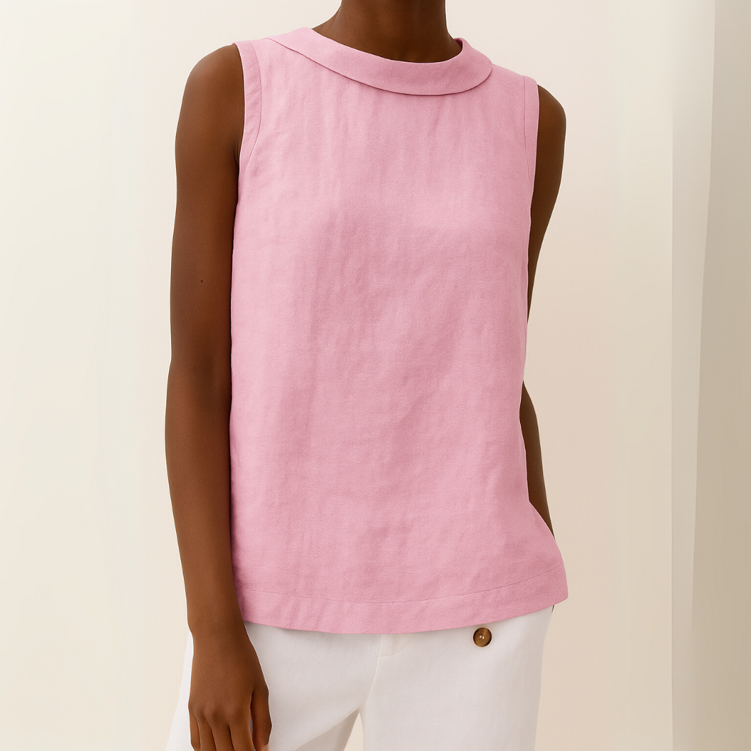 Top Sin Mangas Con Cuello Redondo Para Mujer - Comodidad Diaria