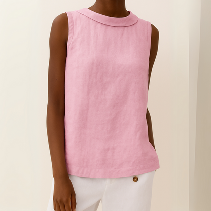 Top Sin Mangas Con Cuello Redondo Para Mujer - Comodidad Diaria