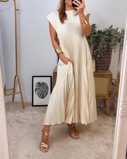 Vestido largo atemporal de corte fluido para mujer, cómodo y elegante para diario o viaje