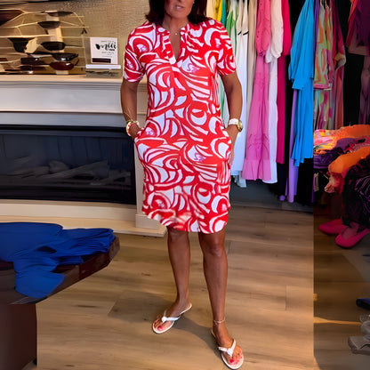 Vestido De Manga Corta Para Mujer - Estilo Clásico