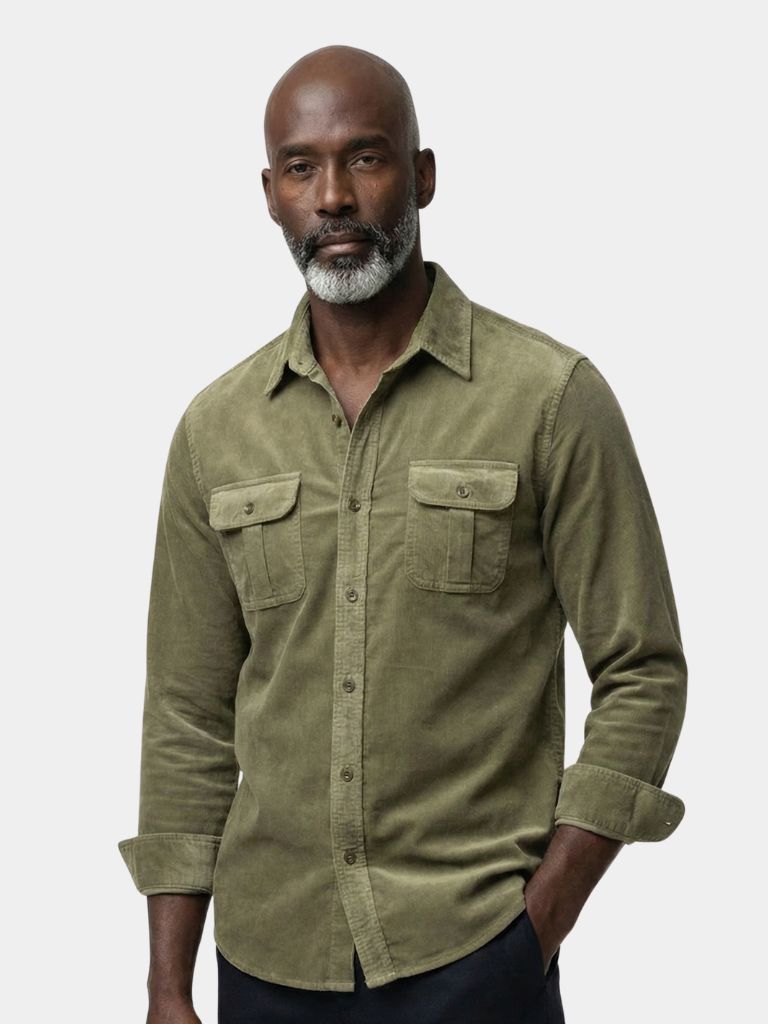 Camisa de pana para hombre, estilo casual business y versátil
