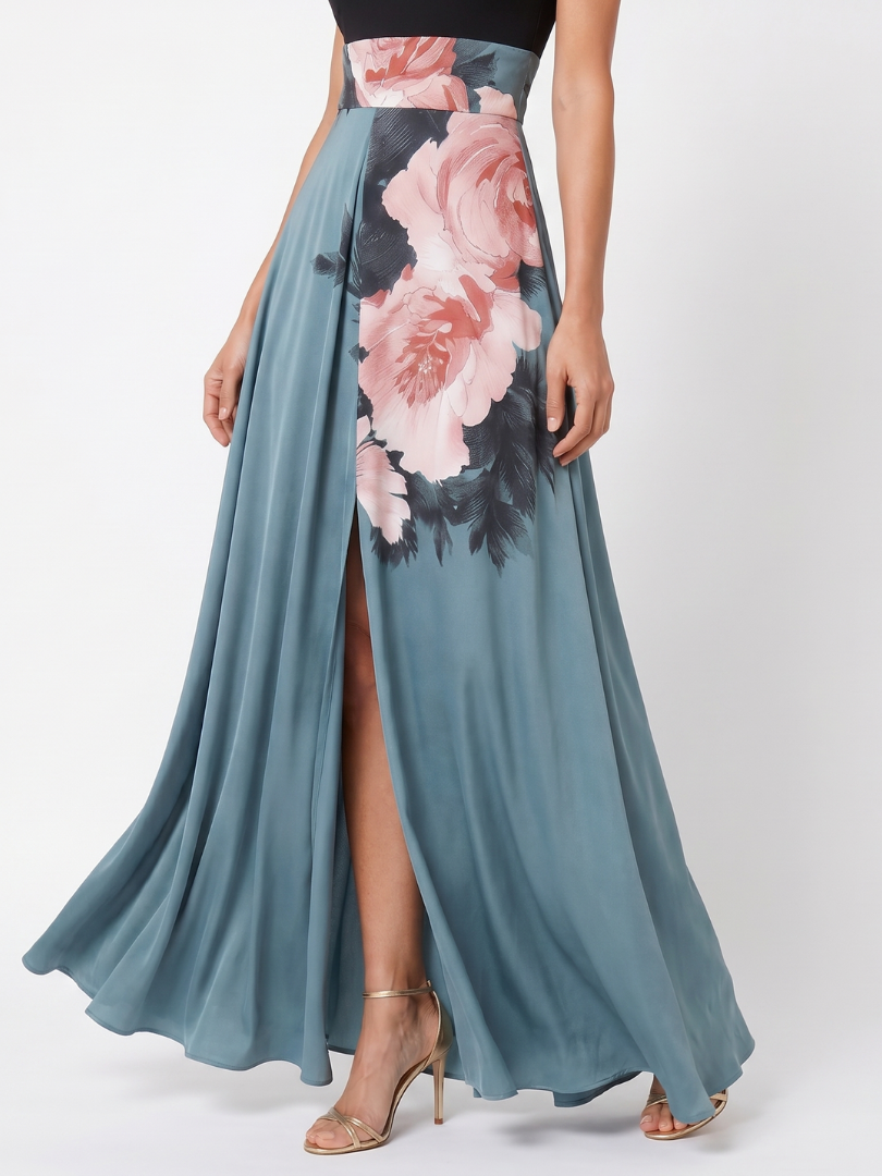 Vestido Maxi Corpiño Halter Falda Floral | Estilo Elegante