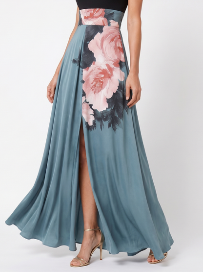 Vestido Maxi Corpiño Halter Falda Floral | Estilo Elegante