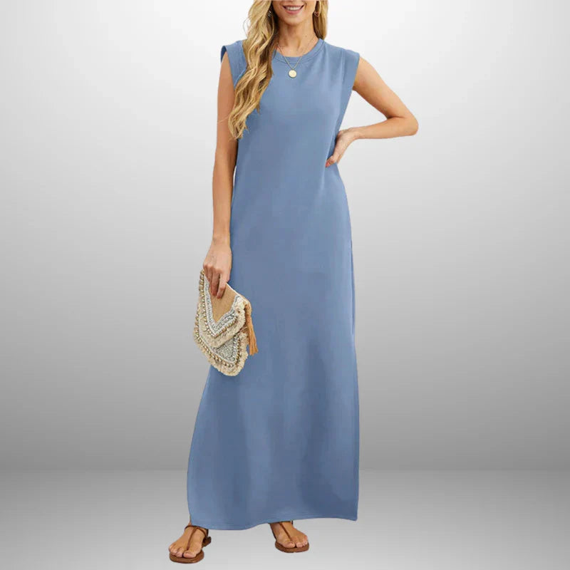 Vestido largo fluido antiarrugas para mujer, ligero y elegante para verano o viaje