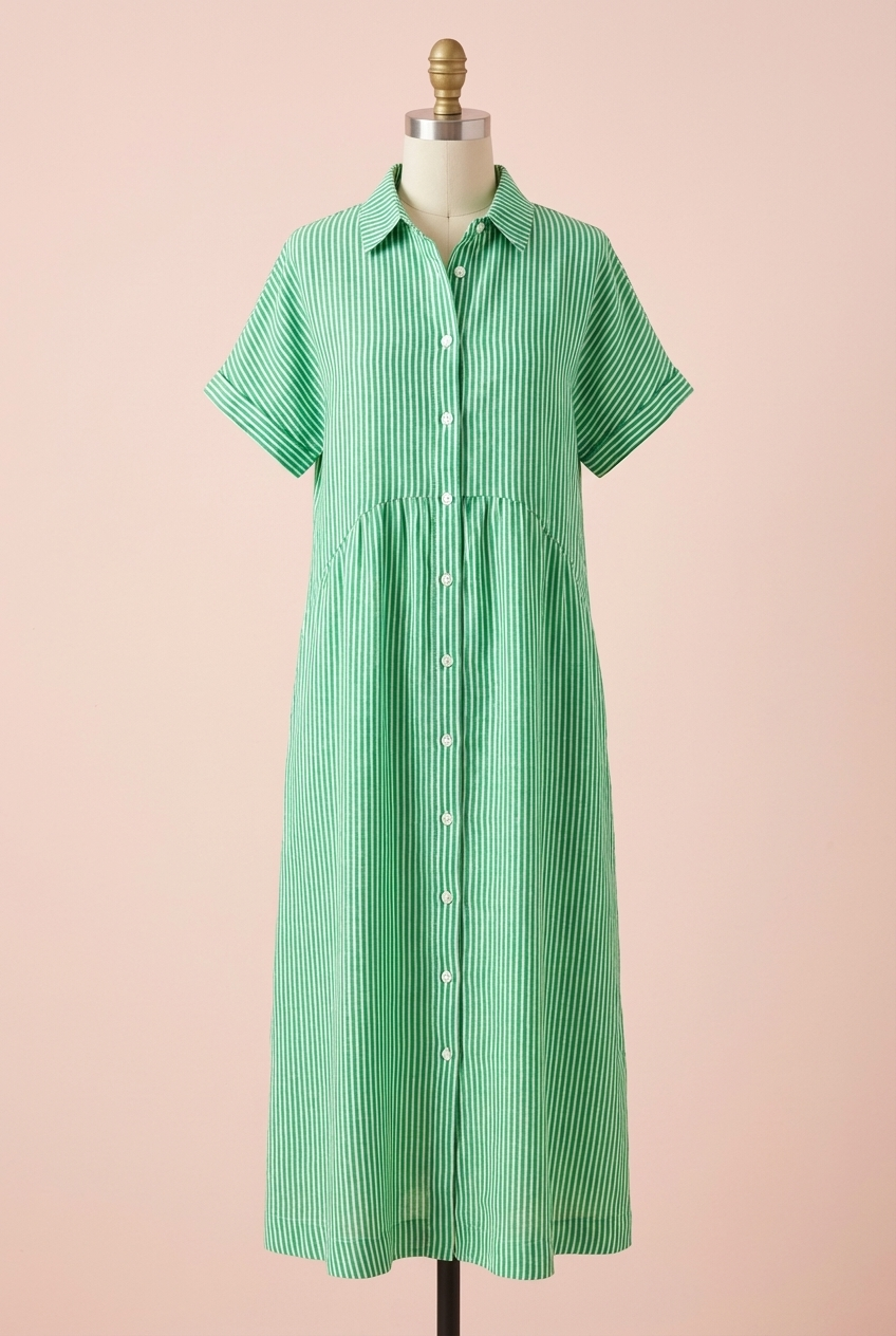 Vestido largo con botones y manga corta para mujer, ligero y elegante para verano