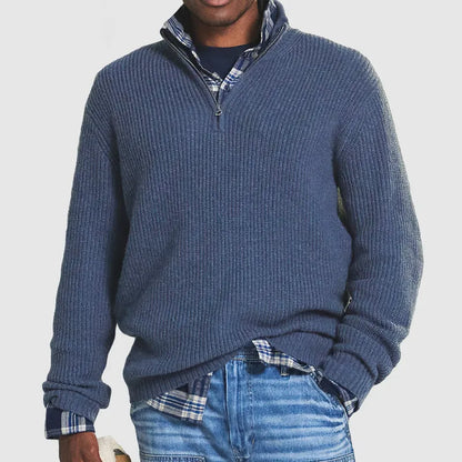 Elegante jersey con cremallera de mezcla de cachemira: cómodo y elegante